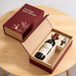 Recyclable Square Rigid Silk Ribbon Wine Boxes with Gold Foil Lamination for Holiday Gifts and Bottles