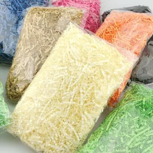 Recycled Bulk Decorative Gift Box Black Brown Crinkle Tissue Packing Raffia Shredded Paper Multicolor Paper Shred Filler
