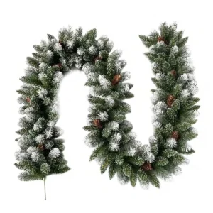 Red Berry Pine Cone Polyvinyl Chloride Christmas Garland Multi Color Lights 2.7m Length for Fireplace Mantel Banquet Winter