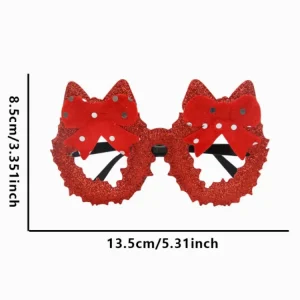Red Bowknot Style Sparkle Frame Eyewear Novelty Christmas Themed Decorative Eyeglasses for Xmas Party Cosplay Costume Accessory