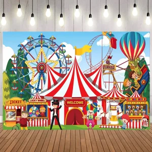 Red Circus Tent Backdrop and Prop Carnival Theme Party Backdrop Kid Birthday Decorations Photography Background