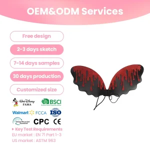 Red Drip Bat Wings for Children Halloween Vampire Cosplay OEM ODM Service 2 3 Days Polyester