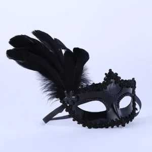 Red Dyed Pattern Funny Costume Cosplay Mask Venetian Mardi Gras Carnival Masquerade Feather Party Mask Xmas Decor Party Supply