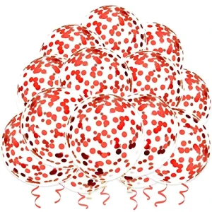 Red Eco Friendly Confetti Balloons 12 Inch Clear Latex Birthday Party Decorations