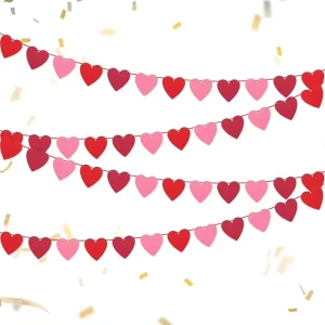 Red Felt Heart Garland Banner Valentine Wedding Birthday Party Hanging Decor Love Heart Bunting Decoration