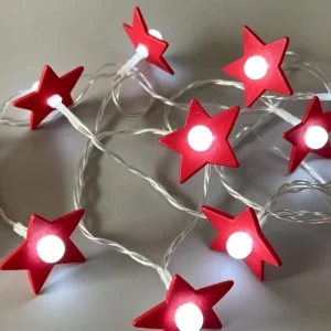Red Felt Star LED Light String Christmas Decoration Warm Light Holiday Atmosphere Setting Decoration Light