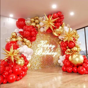 Red Festive Decoration Products Balloons Garland Kit Metallic Gold White Party Balloon Sets for Wedding Backdrop Supplies