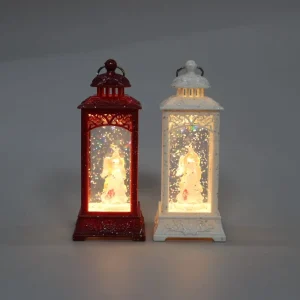 Red Glitter Christmas LED Snow Globe Lantern Santa Snowman Reindeer Design Water Glitter Light for Xmas Decor