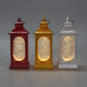 Red Gold Silver Christmas LED Snow Globe Lantern Swirling Glitter Water Light for Xmas Home Decor Gift