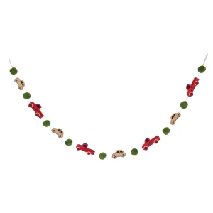 Red Green Polyester Christmas Party Pennants Banners Cartoon Car Bunting Flags Festival Decorations 135 cm