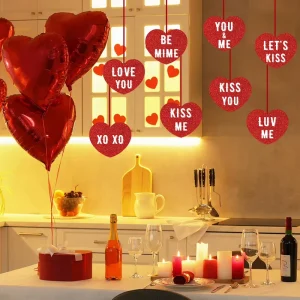 Red Heart Rain Tinsel Curtain Valentines Day Wedding Decoration Birthday Party Supplies Background Hanging Garland Decor