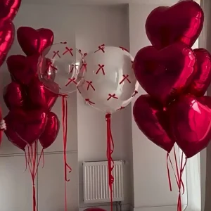 Red Heart Shaped Foil Latex Balloons 12 inch to 63 inch for Valentine’s Day Wedding Engagement Bridal Showers Anniversary
