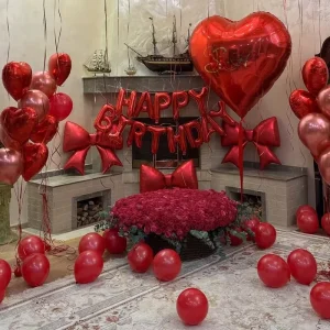 Red Heart Shaped Valentine’s Day Balloon Set Suitable for Valentine’s Day Anniversaries Birthday Parties