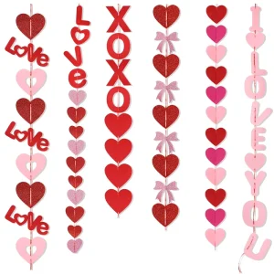 Red Hearts Hanging String Wedding Valentine’s Day Birthday Party Home Decoration Supplies