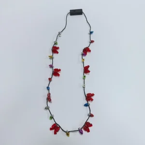 Red Plastic LED Light Beads Bow Necklace Decoration Glowing for Christmas New Year Thanksgiving Parties