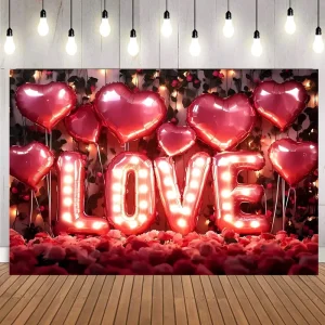 Red Valentine’s Day Decor Banner Backdrop Wedding Proposal Party Decorations Heart Love Backdrop Background