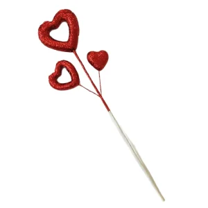 Red Valentine’s Day Heart shaped Foam Flowers with Sparkle Dust for Wedding Home Festival Party Venue Decorations