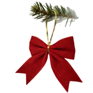 Red Velvet Bow Floral Christmas Tree Ornament