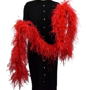 Red White Crafts Bulk Decor Party Scarf Ostrich Feather Boa for Diy Crafts Costume Dance Carnival Party Halloween
