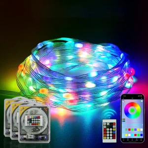 Remote Control BTH App Control Copper Wire String Running Lights for Outdoor Christmas Decoration Wedding Lights
