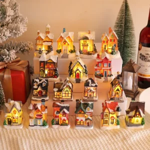 Resin Cottage LED Desktop Christmas Ornament