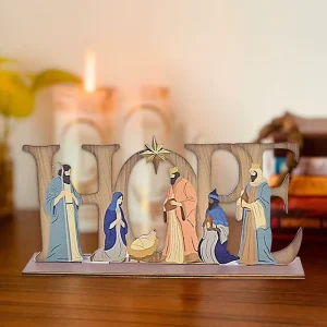 Resurrection Festival Desktop Decoration Hope Logo Wooden Ornament for Baptism Jesus Birth Easter Party Scene