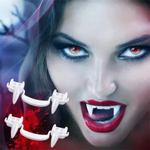 Retractable Realistic Vampire Zombie Fangs Reusable Creepy Fake Teeth Braces Halloween Party Dress Up Horror Props