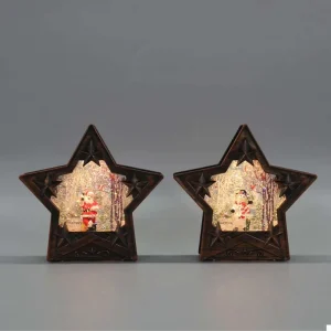 Retro 2-Tone Washed Star Christmas Water Lantern Swirling Glitter LED Snow Globe Gift Snow Ball