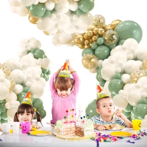 Retro Avocado Green Metallic Gold White Balloon Garland Arch Kit Birthday Decoration Kids Adult Globos Wedding Party Supplies