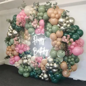 Retro Avocado Green Pink White Dark Green Latex Balloon Garland Arch Kit Wedding Birthday Decoration Party Balloons