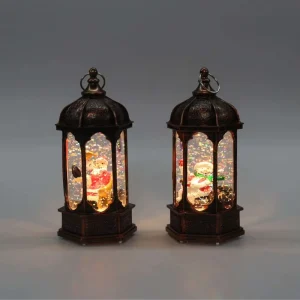 Retro Bronze Filigree Christmas Water Lantern Swirling Glitter LED Snow Globe Home Decor Gift Snow Ball