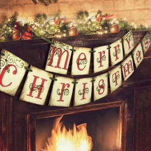 Retro Merry Christmas Decor Banner Indoor Home Decorations Supplies for Party Festival