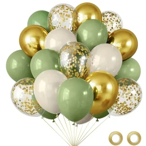 Retro Olive Green Balloons Kit White Confetti Balloon Party Decoration Balloon Birthday Party Wedding Important Festival Decor