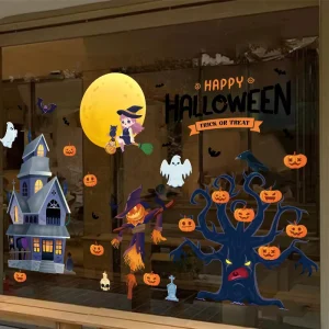 Reusable Halloween Glass Stickers for Party Window Decorations Festive Vitality Stickers and Halloween Decorations