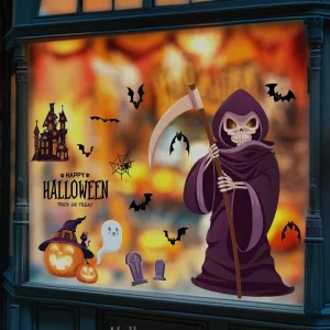Reusable Halloween Glass Stickers for Party Window Decorations Festive Vitality Stickers and Halloween Decorations