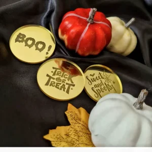 Reusable Happy Halloween Acrylic Cake Cupcake Toppers for Halloween Party Supplies and Cake Decorations