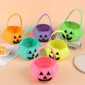 Reusable Non Woven Halloween Trick or Treat Buckets Halloween Pumpkin Candy Bags for Costume Halloween Party Favors