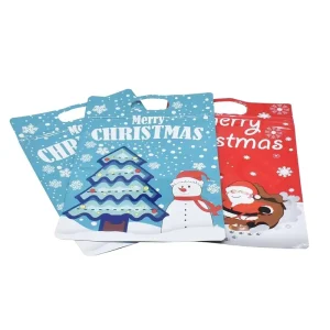 Reusable Plastic Mylar Storage Zipper Bag Heat Sealing Christmas Gift Packaging Stand up Bag with Clear Window for Holiday Gift