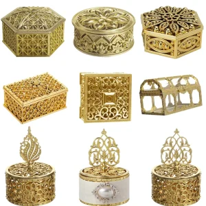 Reusable Ramadan Luxury Golden Small Candy Boxes Wedding Party Decoration Favor Gift Packing Plastic Box