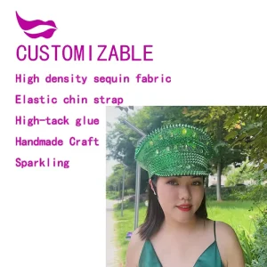 Rhinestone Sequin Captain Hat Y2K Style Unisex Festival Birthday Party Supplies Burning Man Rave Wear Cosplay Costume Elastic