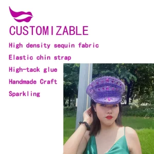 Rhinestone Sequin Party Hat for Festival and Birthday Party Supplies Burning Man Rave Wear Cosplay Costume Accessory