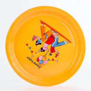 Rigid Unbleached Eco Packaging Compostable Round Shape Picnic Bbq Birthday Event Paper Plate