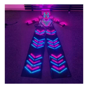 Robot Stilt Walker Costume Giant Transformer Mascot Suit Adult Glowing Outfit for Parade Carnival Event Performance Party