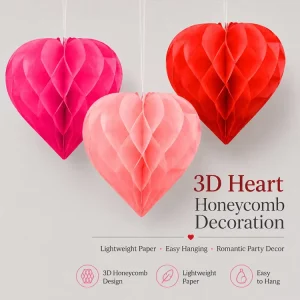 Romantic Heart Honeycomb Paper Balls Hanging Decorations for Birthday Party Wedding Backdrop Photo Booth Supplies