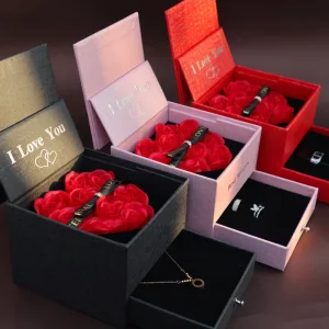 Fashion Jewelry Set Square Flower Gift Box Rose Flower Box Valentines Day Gift Sets Preserved Flowers Plants