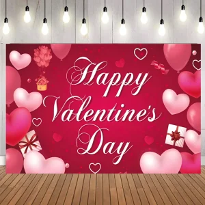 Romantic Valentine’s Day Love Banner Backdrop Decoration for Proposal Wedding Party Wall Photography Background Backdrop