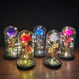 Rose Flower LED Night Light Bedroom Decor Night Lamp Flower Lights Romantic Valentine’s Day Birthday Gift Decoration Lamps Xmas
