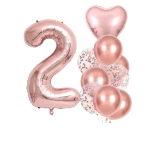 Rose Gold 10Pcs Number Balloon Set Decor Props for Birthday Wedding Bedroom & Festival Events