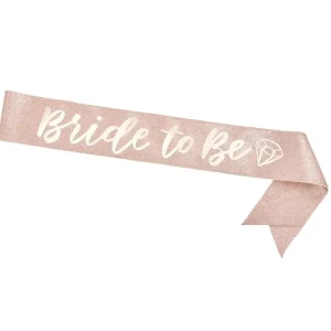 Rose Gold Bride Be Glitter Sash 160×9.5cm Adjustable Soft Comfortable Waterproof for Bridal Shower Bachelorette Party