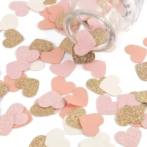 Rose Gold Pink Valentines Day Decorations Heart Confetti Engagement Bachelorette Table Decor Wedding Baby Shower Birthday Party